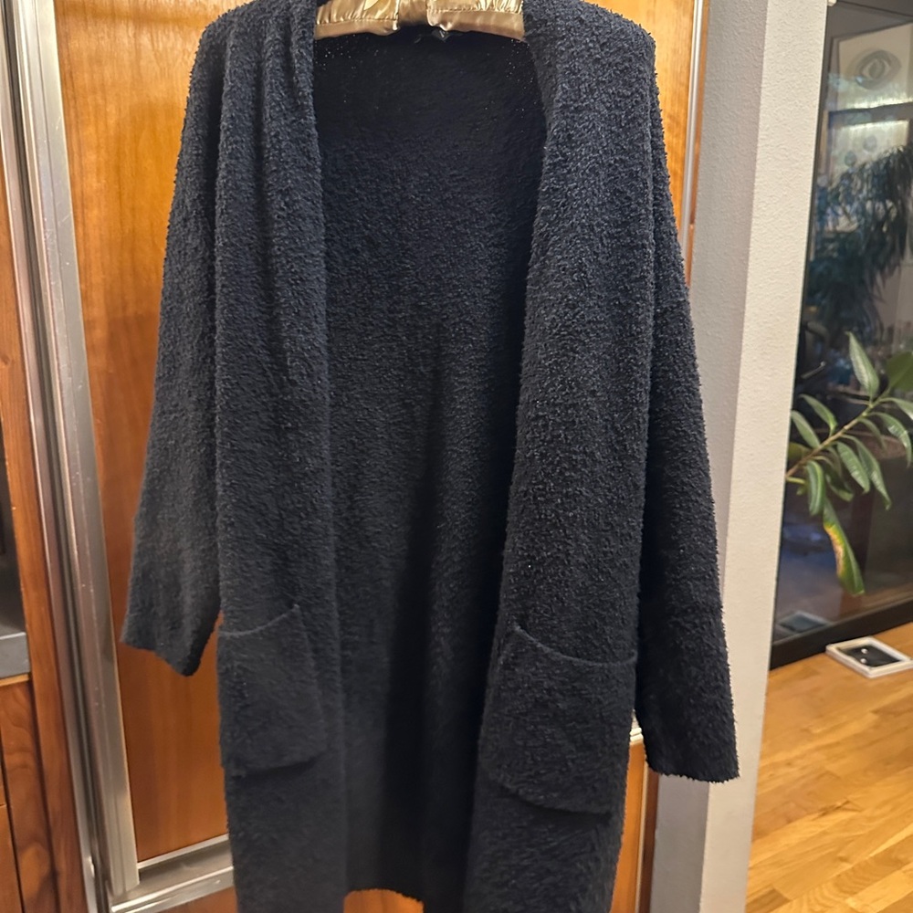 Eileen Fisher Textured Black Knit Cardigan